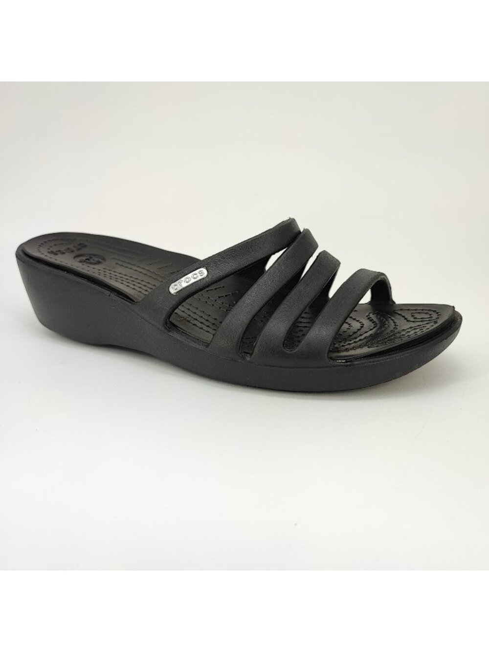Crocs Rhonda Women's Size 9 US Sandals Croslite Black Wedge Slip On 14706